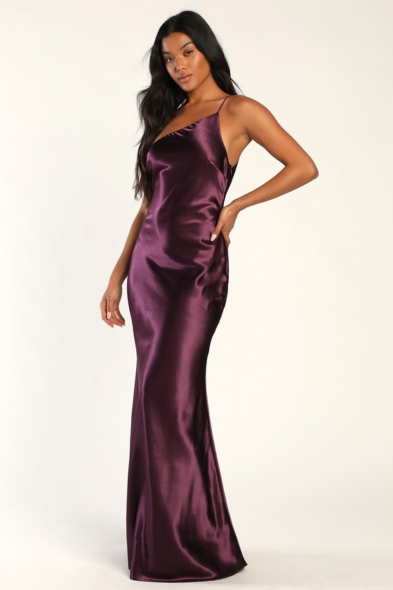 purple silk dress